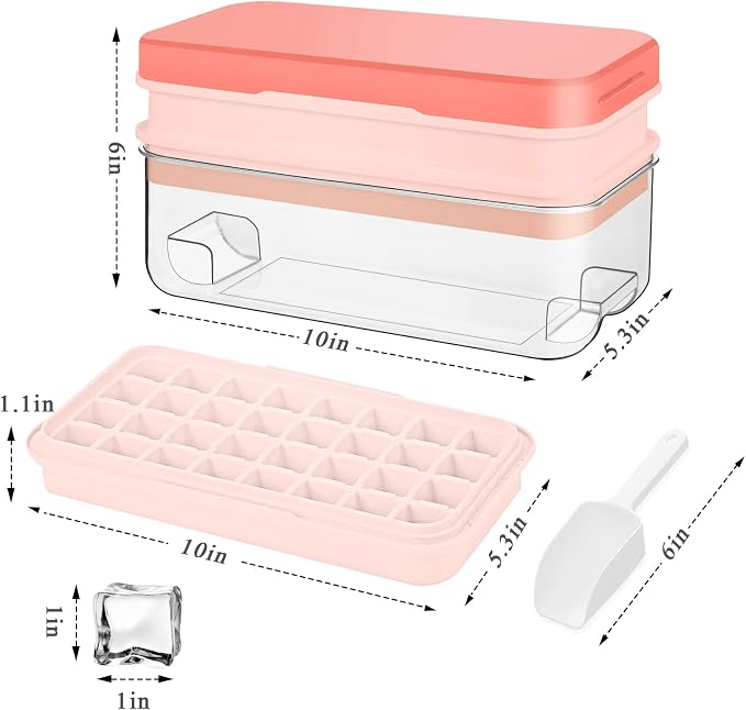 Ice Cube Tray with Lid and Bin, Ice Cube Pop Out Tray, Ice Cube Trays - Image 5