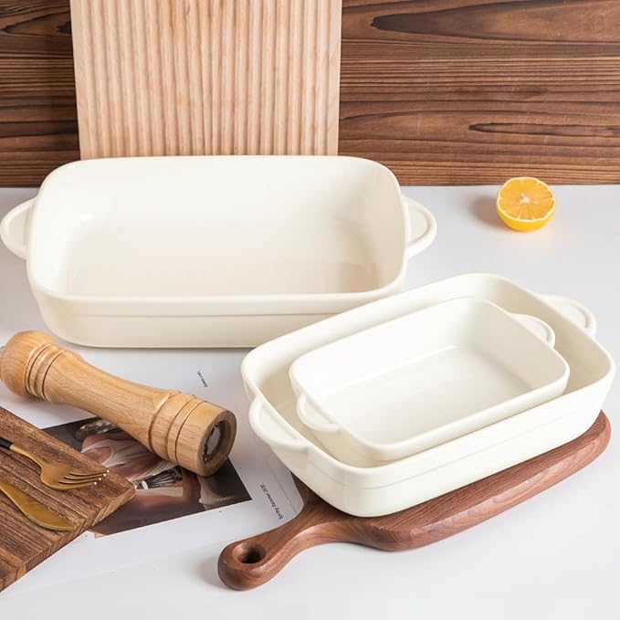 Sweejar Casserole Dishes for Oven, Ceramic Bakeware Set of 3, Lasagna Pan Deep - Image 2