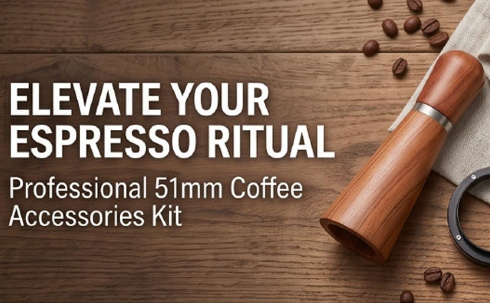 Naroote 51mm Coffee Accessories Kit, Beechwood and 304 Stainless Steel