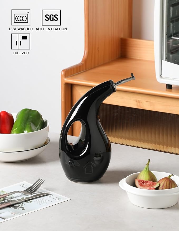 Sweejar Ceramic Olive Oil Dispenser Bottle, 24 Oz Opaque Cruet Protects EVOO - Image 2