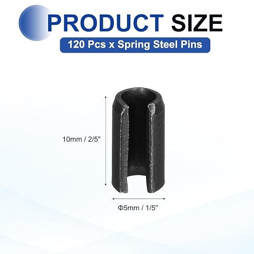 MECCANIXITY 120Pcs Slotted Split Roll Pins 1/5 Inch Dia. 2/5 Inch Length 65Mn - Image 2