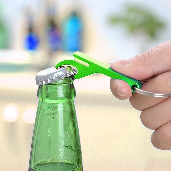 cnomg 16 pcs 8 Colored Metal Bottle Opener, Split Key Ring Chain Keychain Bulk - Image 3