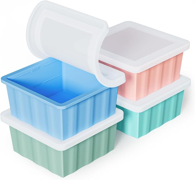 Silicone Freezer Tray for Soup Ice Cubes: 2-Cup Freezing Trays by GGOW