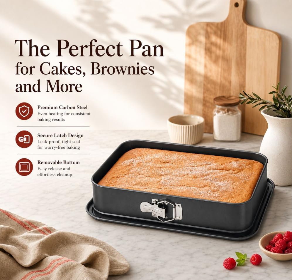 Rectangular Springform Cake Pan 11.02"x7.09"x2.55" - Leakproof