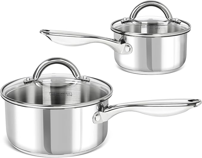 MICHELANGELO Saucepan Set 4pc, 18/10 Stainless Steel Sauce Pan by Michelangelo