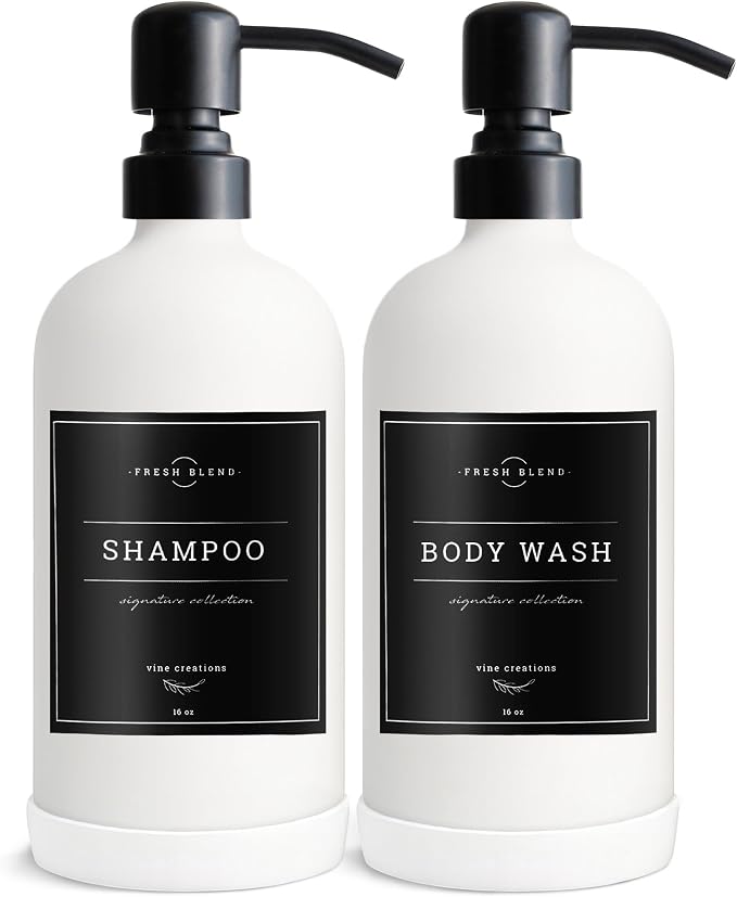 Vine Creations White Glass Soap Dispenser, 2 Pack Kitchen Soap Dispenser Set - Image 7