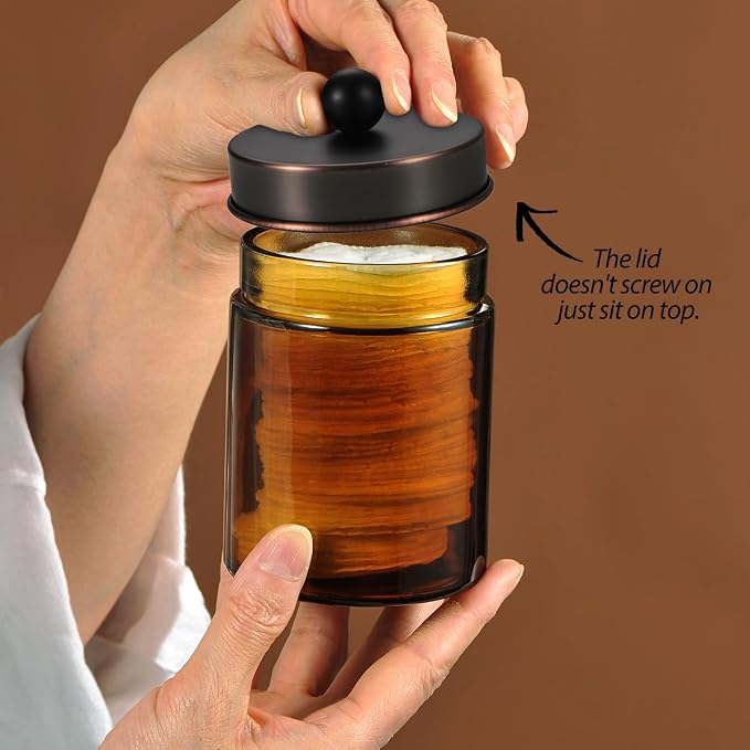 Amber Glass Qtip Holder, Apothecary Jars - Image 6