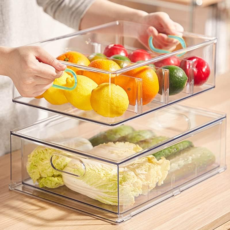 4Pack Stackable Refrigerator Organizer Bins Pull Out Drawer Large
