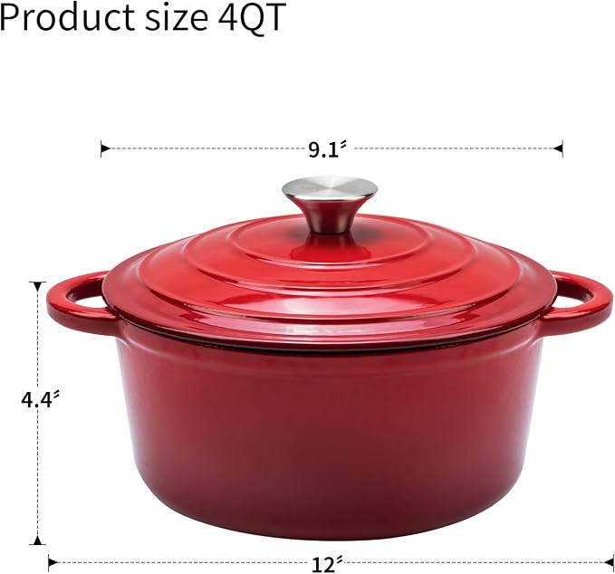Enameled Cast Iron Dutch Oven - 4QT Pot - Image 3