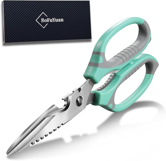 BoFuYuan Kitchen Scissors, 9-Inch Heavy Duty Multipurpose Food Cutting Shears by BoFuYuan