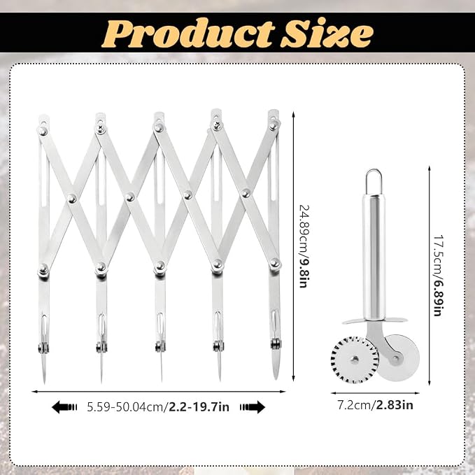 5 Wheel Pastry Cutter, Stainless Pizza Slicer, with1 Pc Double Wheel Cutter - Image 2