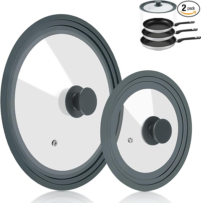 Universal Lid for Pots Pans and Skillets, 2 Pack Pan Cover fit 7", Silicone by KOMOKERU