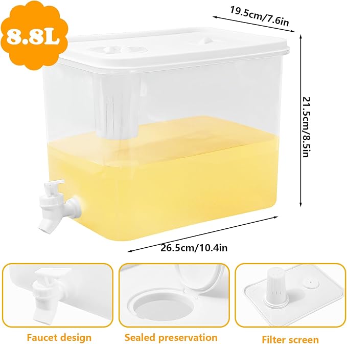 JarThenaAMCS Lemonade Stand Supplies 8.8L Plastic Drink Dispenser - Image 3