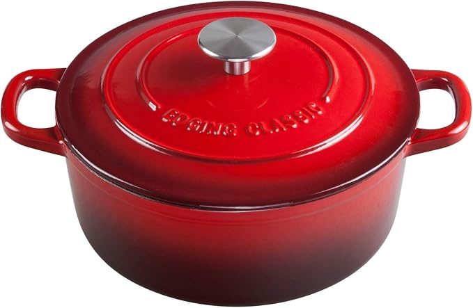EDGING CASTING Enameled Cast Iron Dutch Oven, 5.5 Quart, Round Dutch Ovens Pot by EDGINGCOOKWARE
