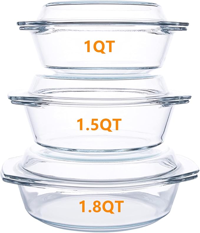 Set of 6 Pieces Round Tempered Glass Casserole Dish - Image 3