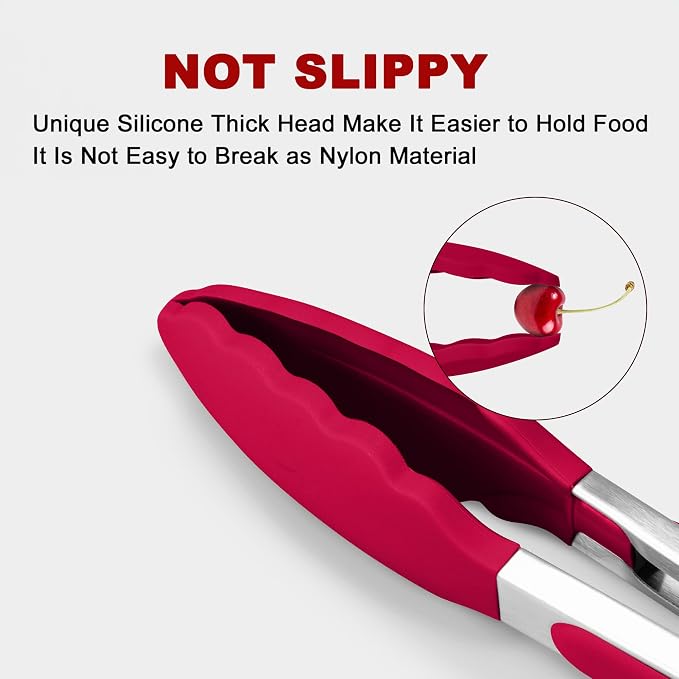 2 Pack Silicone Kitchen Tongs – 9" & 12" Set, Heat Resistant up to 500°F - Image 2