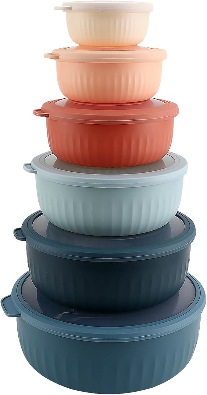 COOK WITH COLOR Prep Bowls with Lids- Wide and Deep Nesting Plastic Small by CookwithColor