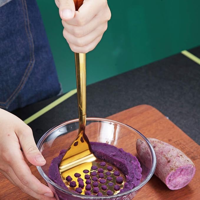 Gold Potato Masher, Berglander Heavy Duty Metal Potato Ricer Stainless Steel - Image 7