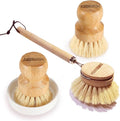 Wooden Dish Brush Set Clean Pots, Pans and Vegetable, Natural Bristles Bamboo by AMERWASHPLUS