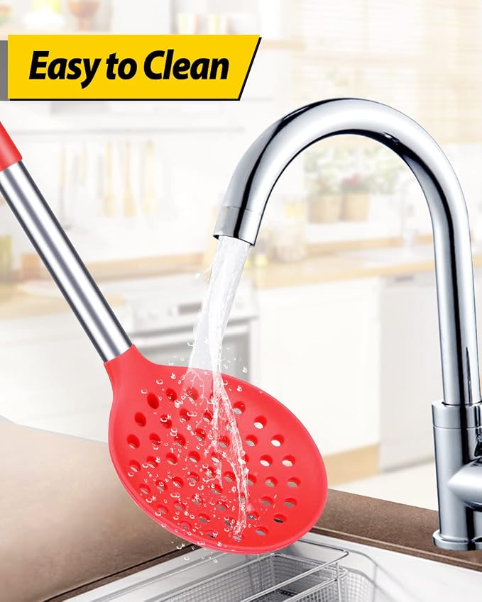 Kitchen Ladle Strainer Set of 2 Large Slotted Spoon - Image 5