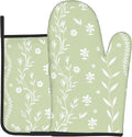 Sage Green Oven Mitt Pot Holder Set Floral BBQ Cooking Gloves Farmhouse by DZGlobal