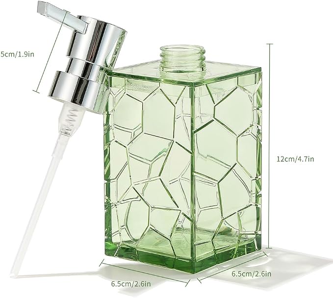 2 Pack Clear Saga Green Rust Proof Soap Dispenser Bathroom, Acrylic Plastic - Image 6