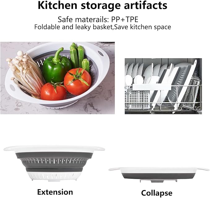 Collapsible Colander and Strainer, Silicone Strainer Colanders & Food Strainers - Image 5