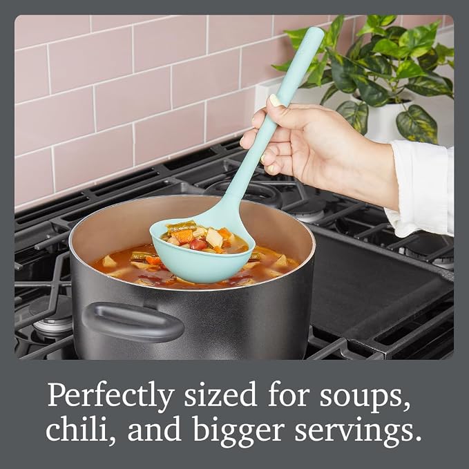 Tovolo Flex Core Silicone Ladle BPA Free Aqua Seafoam Green Deep Silicone Soup - Image 4