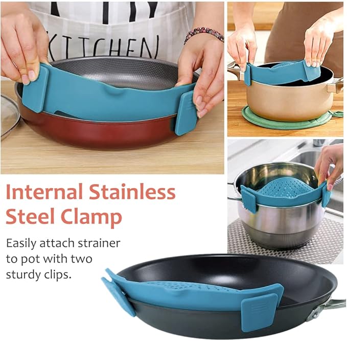 YEVIOR Clip on Strainer for Pots Pan Pasta, Silicone Food Strainer Hands-Free - Image 5