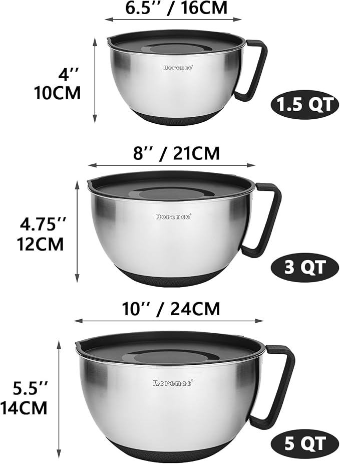 Rorence Stainless Steel Non-Slip Mixing Bowls - Image 3