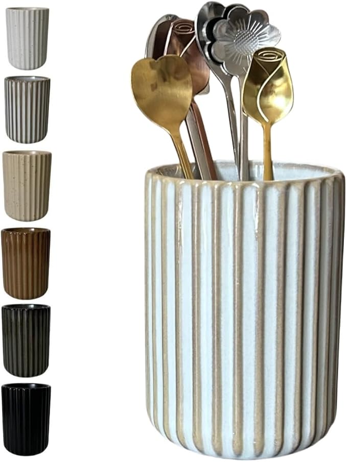 TOPYOKK Stoneware Coffee Bar Utensil Holder Tea & Coffee Spoon & Stirrer Holder by TOPYOKK