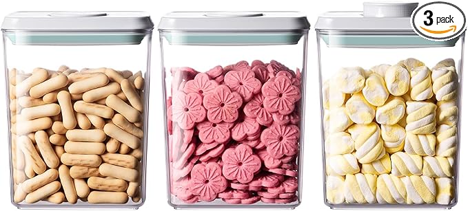 Airtight Food Storage Containers, 1.3Qt 3Pcs Pop Food Containers by EQI