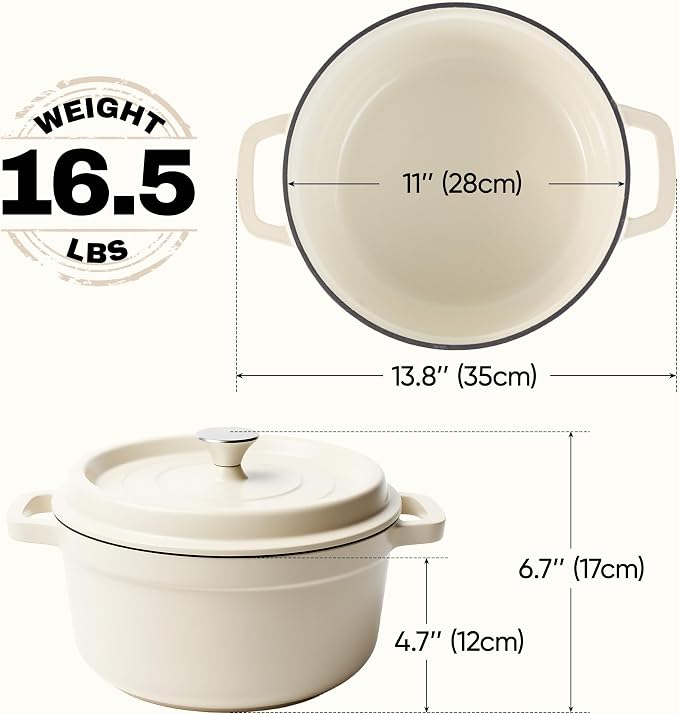 6.5 Quart Dutch Oven Pot with Lid, Non Stick Enameled Cast Iron Dutch Oven - Image 4