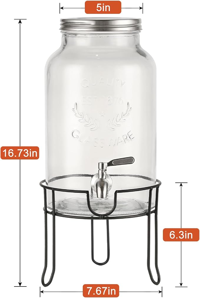 1.5 Gallon Glass Drink Dispenser - Image 3