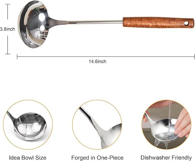 FJNATINH Soup Ladle, Food Grade Stainless Steel Ladle, Cooking Soup Spoon - Image 2