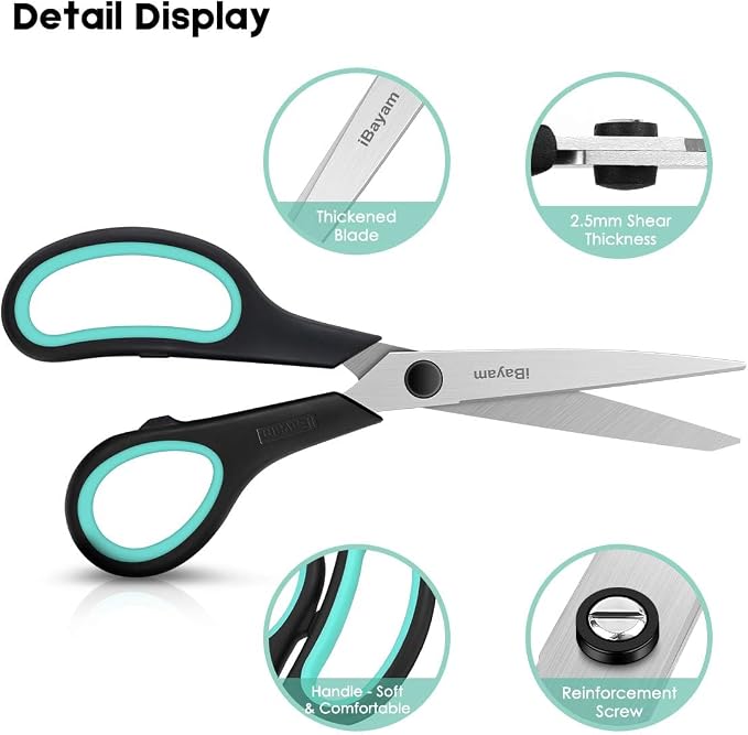 iBayam 3-Pack 8" Heavy Duty Scissors - Image 4