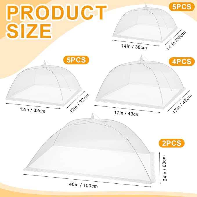 Tanlade 16 Pcs Mesh Food Cover Food Tent Set Reusable Collapsible Pop up Food - Image 2