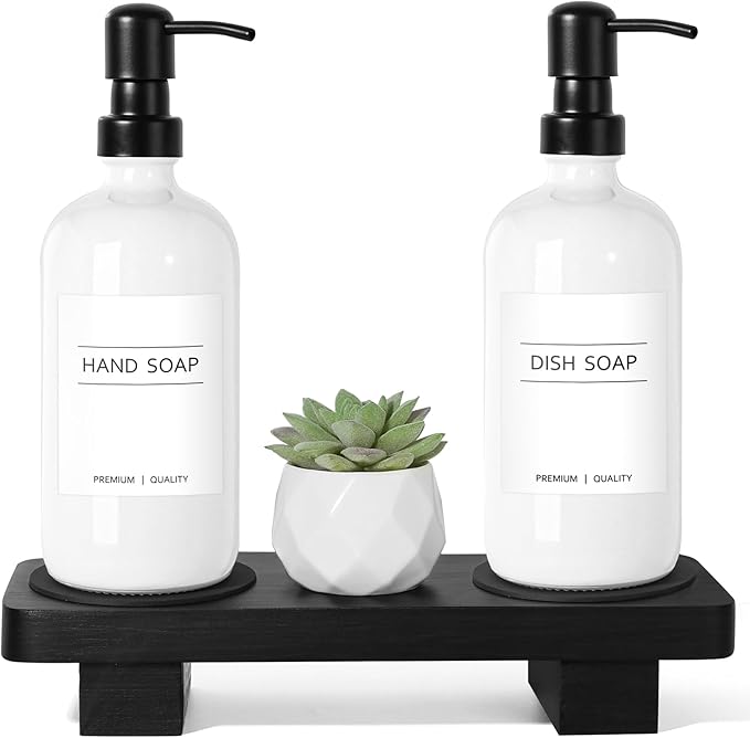 KASUNTING Hand Soap Dispenser for Kitchen, Bathroom Soap Dispenser Set by ALPIRIRAL