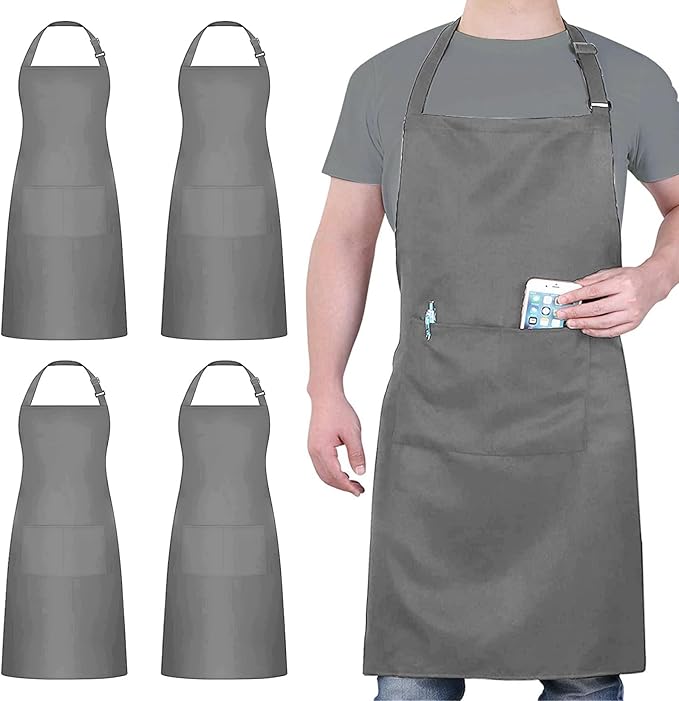 4 Packs Chef Apron, Waterproof Apron, Adjustable Aprons by loteaf