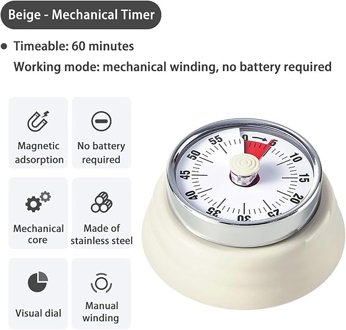 Elegant Stainless Steel Vintage Kitchen Timer - Image 2