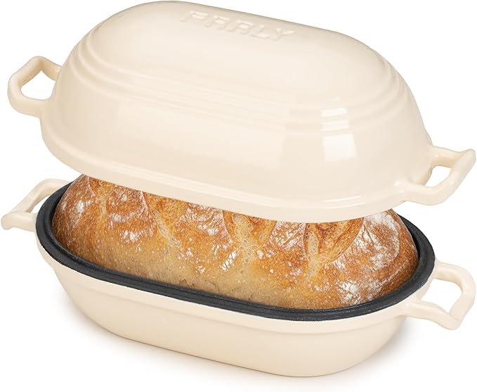 Enameled Cast Iron Dutch Oven for Sourdough Bread Baking, 9 x 5-4/5 Inch Oval by FRRLY