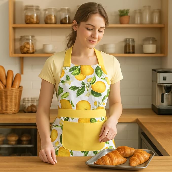 G2PLUS Thick Lemon Cotton Apron, Kitchen Apron - Image 5