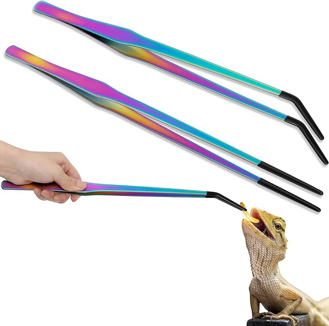 Lasnten 2 Pcs Extra Long Stainless Steel Reptile Feeding Tongs by Lasnten