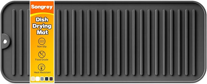Songrey 16" x 6.5" Silicone Dish Drying Mat, Kitchen Counter Drying Pad by Unknown