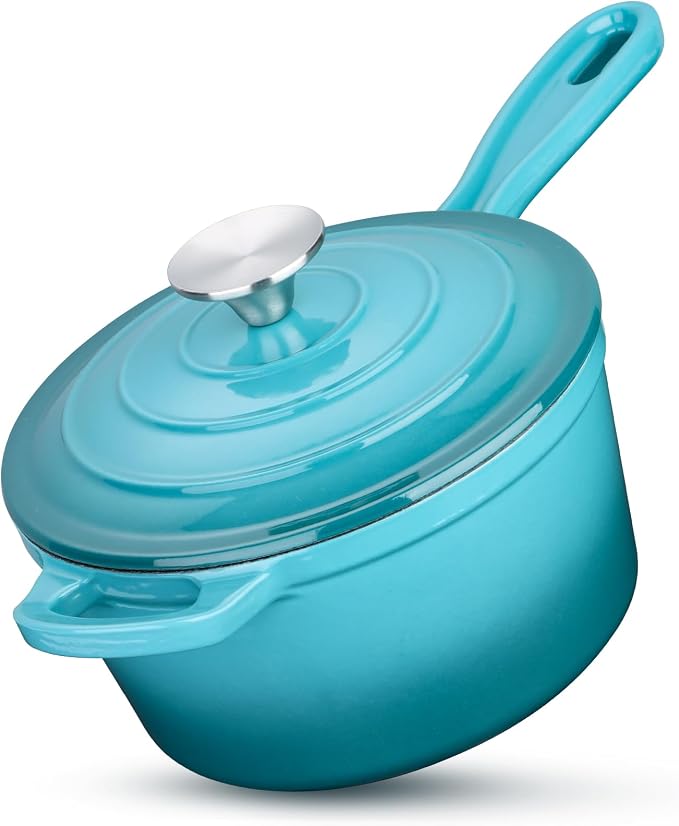 HaSteeL 1 QT Cast Iron Saucepan, Mini Enamel dutch oven by HaSteeL