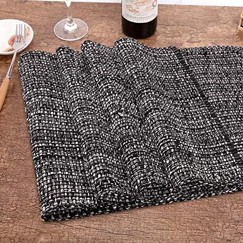 Urban Villa Two Tone Placemat Cotton Tablemat 14x20 (Set of 6) Black