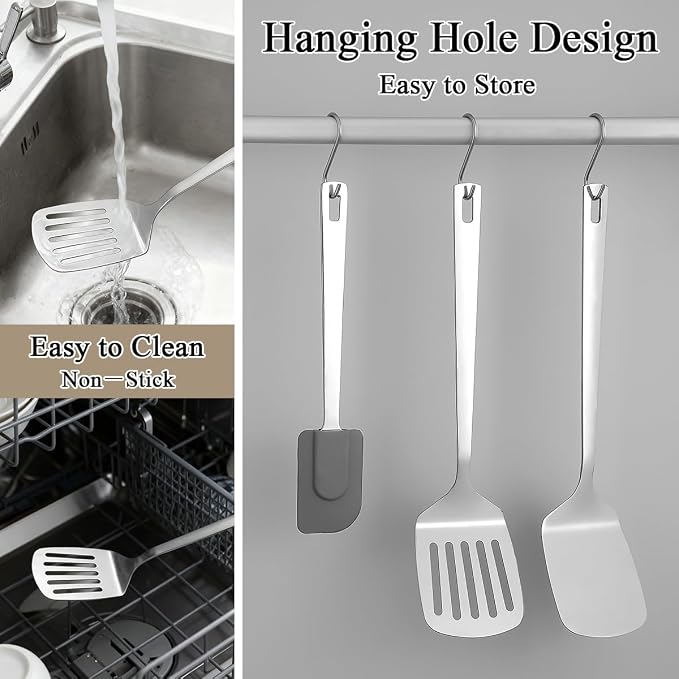 Berglander Stainless Steel Spatulas Set 3pcs, Metal Spatula - Image 7