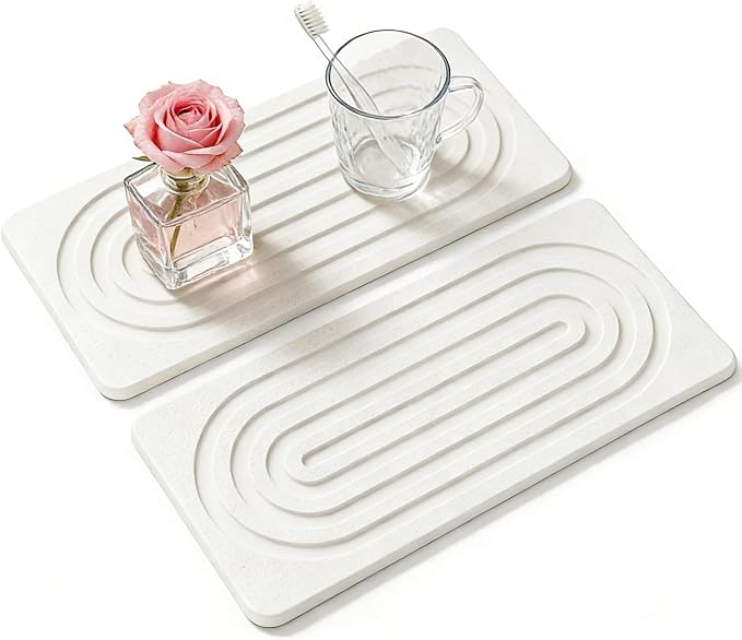 2 PCS Water Absorbing Diatomite Coasters, Stone Drying Mat by Unknown