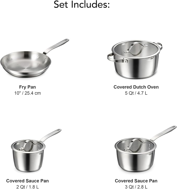 Tramontina Tempo Tri-Ply Base Stainless Steel 7-Piece Cookware Set - Image 3