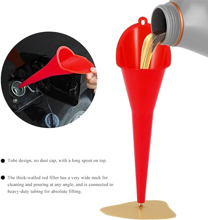 Oil Funnel, Plastic Long Neck Multi-Purpose Spill Saver Funnel, Engine Oil - Image 3